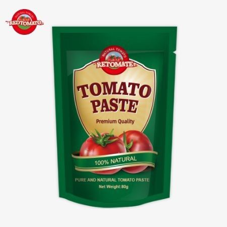 กระเป๋า 80 กรัม ที่มีพาสต้าทอมาต้าที่ปริมาณความบริสุทธิ์ 30% ถึง 100%