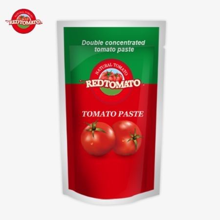 OEM 100g Stand-Up Sachet ที่มีพาสต้าฝรั่งมะเขือเทศเข้มข้นสองครั้ง ให้ความบริสุทธิ์ระดับตั้งแต่ 30% ถึง 100%