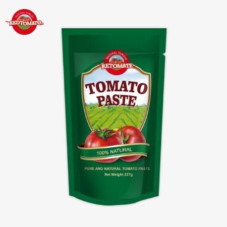 ISO Pouch Tomato Paste 227g พาสต้าทอมาต้าเข้มข้นสองเท่าที่มีความบริสุทธิ์ตั้งแต่ 30% ถึง 100%