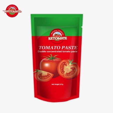 ISO Pouch Tomato Paste 227g พาสต้าทอมาต้าเข้มข้นสามเท่าที่มีระดับความบริสุทธิ์จาก 30% ถึง 100%