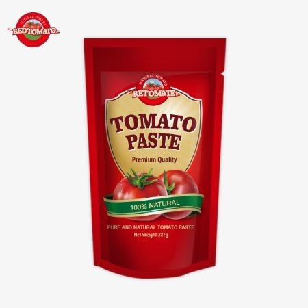 ISO Pouch Tomato Paste 227g พาสต้าทอมาต้าเข้มข้นสองเท่าที่มีความบริสุทธิ์ตั้งแต่ 30% ถึง 100%