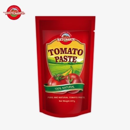 ISO Pouch Tomato Paste 227g พาสต้าทอมาต้าเข้มข้นสองเท่าที่มีความบริสุทธิ์ตั้งแต่ 30% ถึง 100%