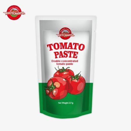 ISO Pouch Tomato Paste 227g, พาสต้าทอมาโตมุ่งเน้นสองเท่าที่มีระดับความบริสุทธิ์ตั้งแต่ 30% ถึง 100%