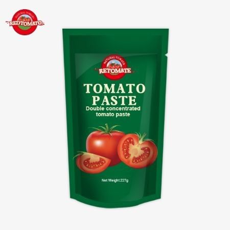 ISO Pouch Tomato Paste 227g พาสต้าทอมาต้าเข้มข้นสองเท่าที่มีความบริสุทธิ์ตั้งแต่ 30% ถึง 100%