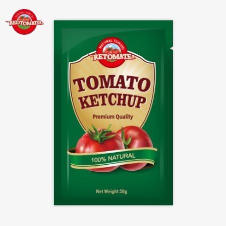 กระเป๋าเคชัปพรีเมี่ยม 50 กรัมจากจีน ได้รับการรับรองจาก ISO HACCP และ FDA มีในราคาโรงงาน
