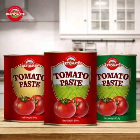 28/30% บริกซ์ คอนสเตรตต์พาสต้าทอมาต้าคุณภาพสูง 850 กรัม - ISO, HACCP, BRC, FDA รับรอง