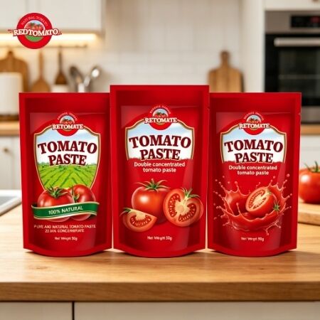 50g Stand-Up Sachet Tomato Paste with Triple Concentration and ISO HACCP BRC Standards Compliance