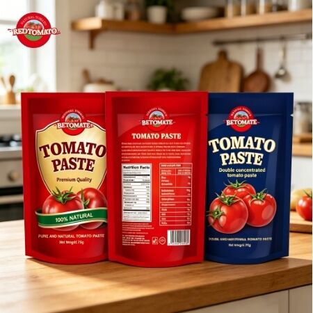 70 กรัม พาสต้าทอมาต้าคอนเซ็นทรัลแบบยืนแบบซัชต์แบบสองแบบที่มีการรับรอง ISO HACCP BRC FDA