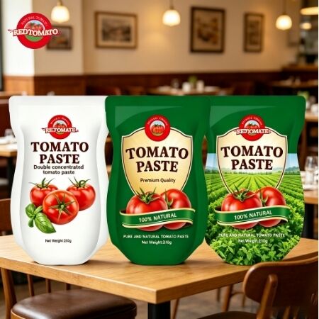 210 กรัม พาสต้าทอมาต้าแบบยืนพร้อมความเข้มข้นสามเท่า ตอบสนองมาตรฐาน ISO HACCP BRC และ FDA